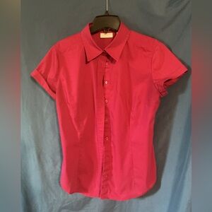 New York & Company Pink Burgndy Sleeve Blouse